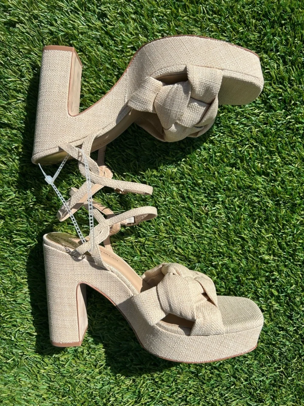 Antonio Melani Linen Knot Knotted Platform Ankle Strap Sandals Shoes Women’s 9.5 - Picture 4 of 13